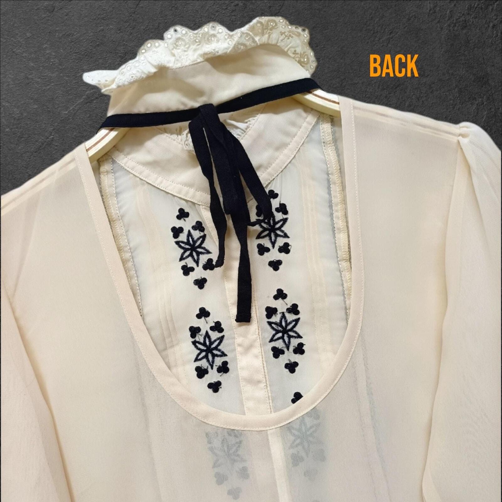Y2k vintage sheer embroidered blouse with open-back detail – Japanese brand RYU 3