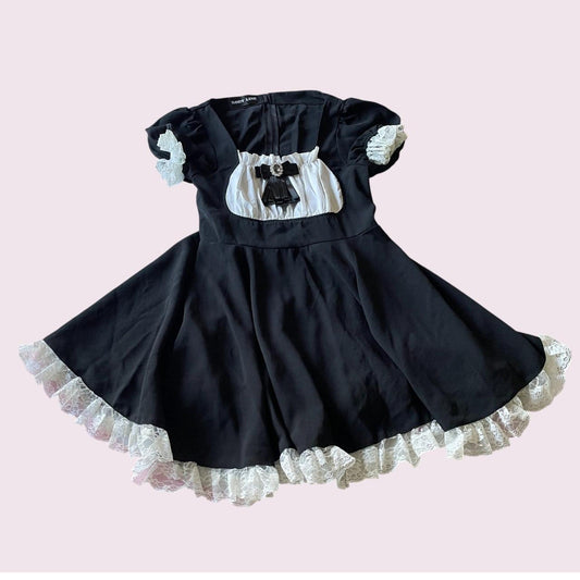 Bodyline vintage black lace-trim dress with a huge hemline  Lolita style0