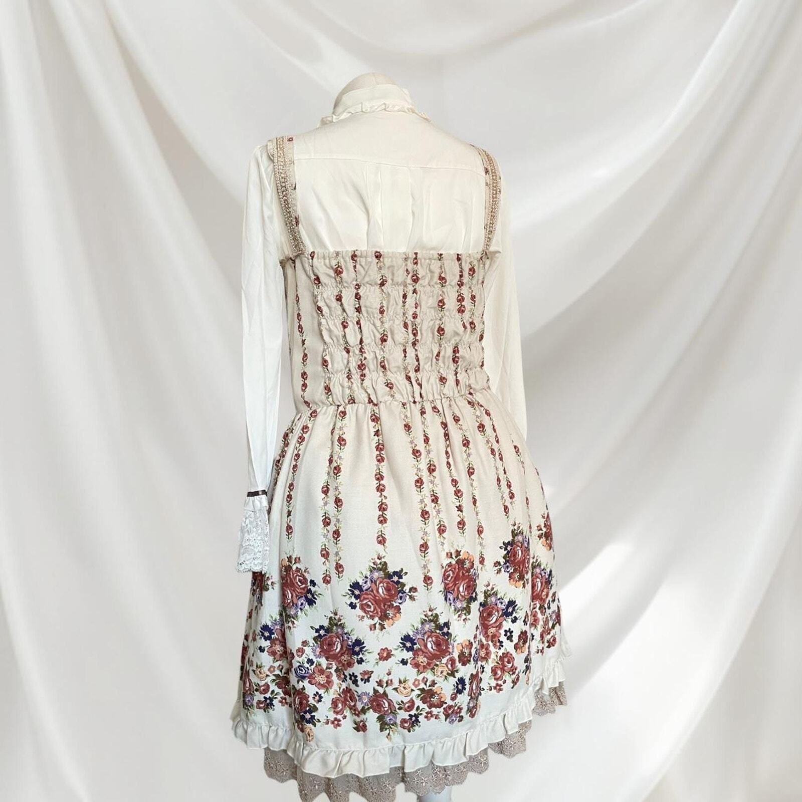 Axes femme floral lace-up JSK romantic vintage-inspired jumper skirt2