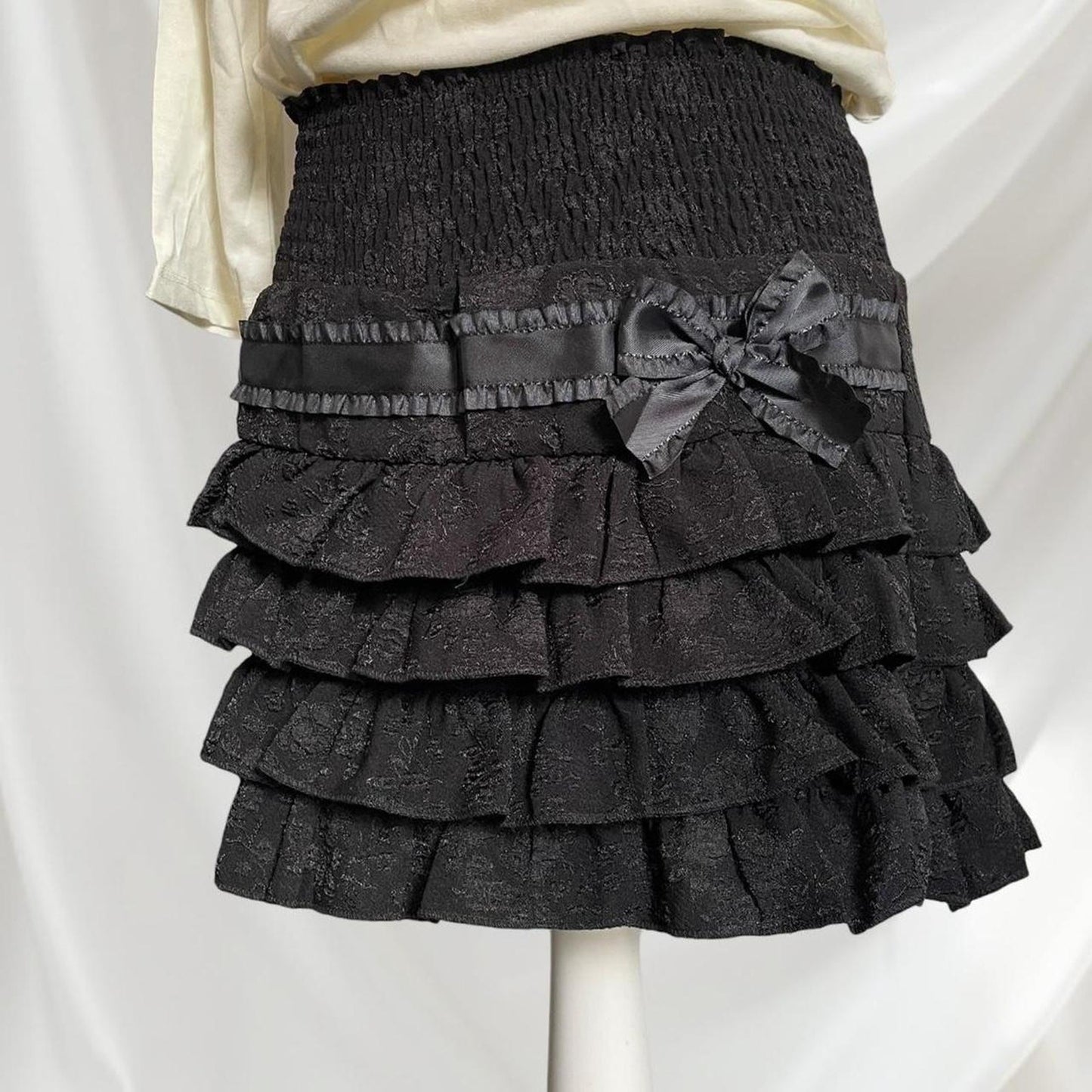 Babydoll  black tiered frilly multi-layer ruffles cake mini skirt/ skort 2
