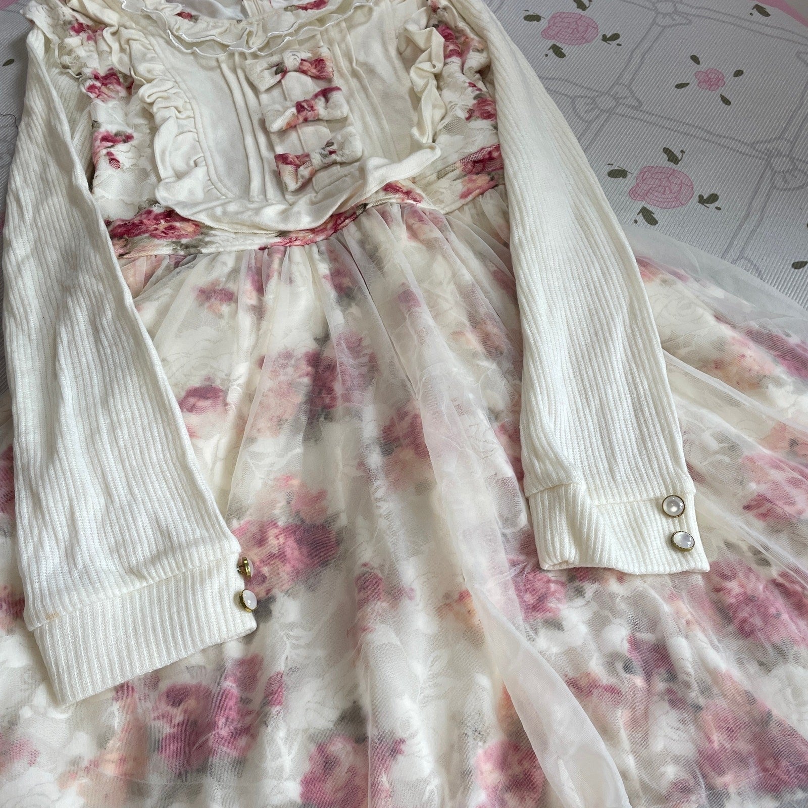 Liz Lisa Floral Tulle Dress Ryousangata Kawaii Long-Sleeve2