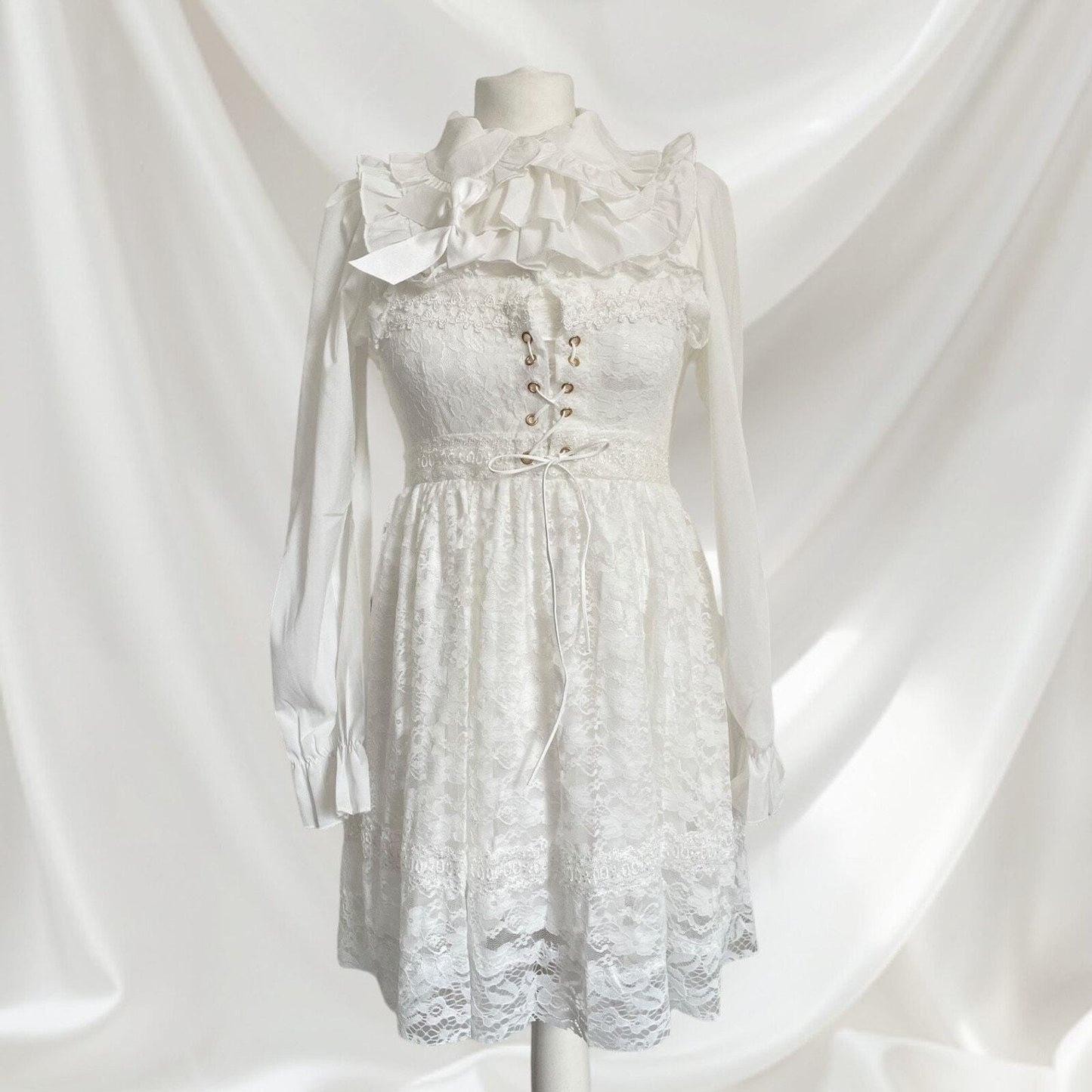 White lace summer mini dress JSK Jfashion kawaii light-lolita style XS/S2