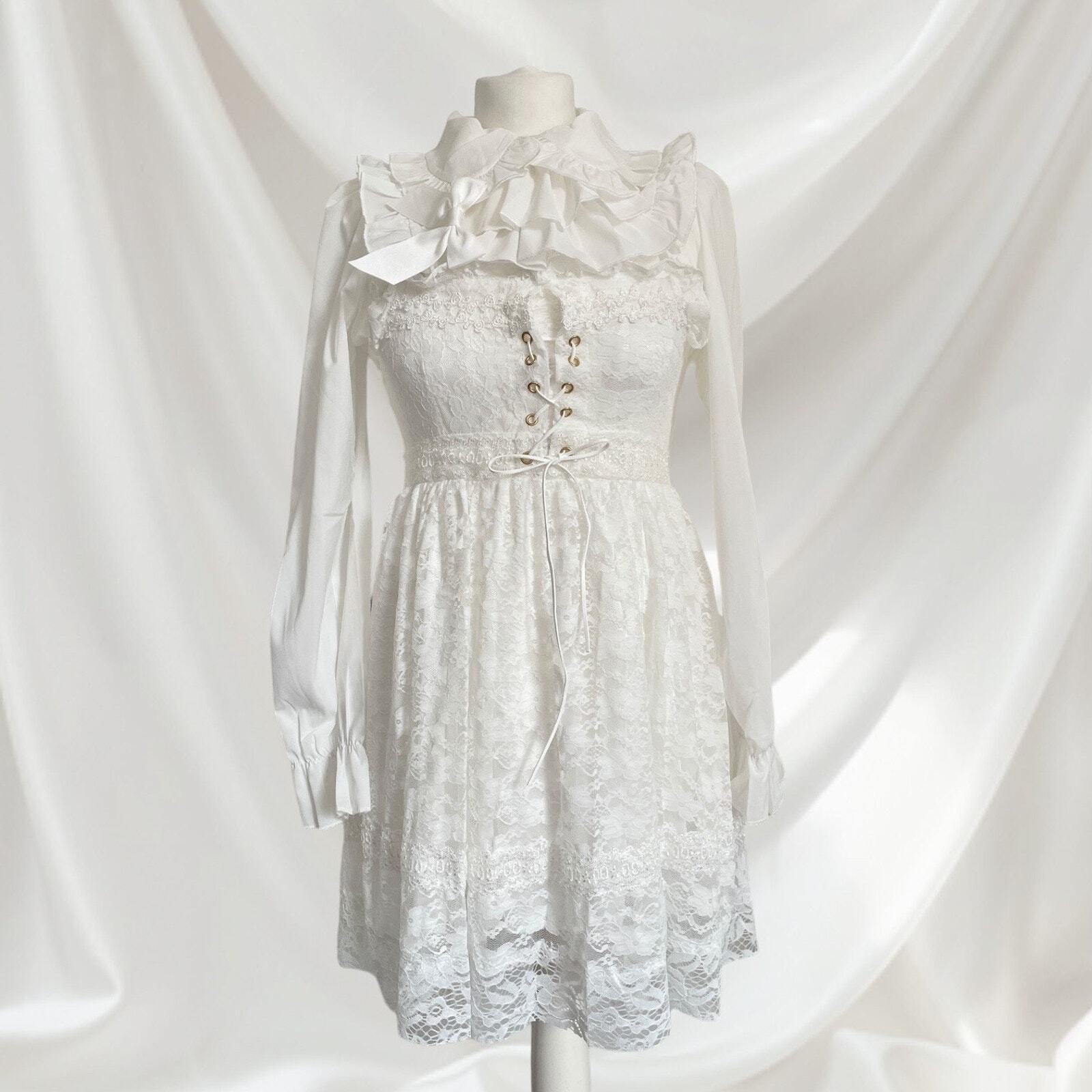 White lace summer mini dress JSK Jfashion kawaii light-lolita style XS/S2