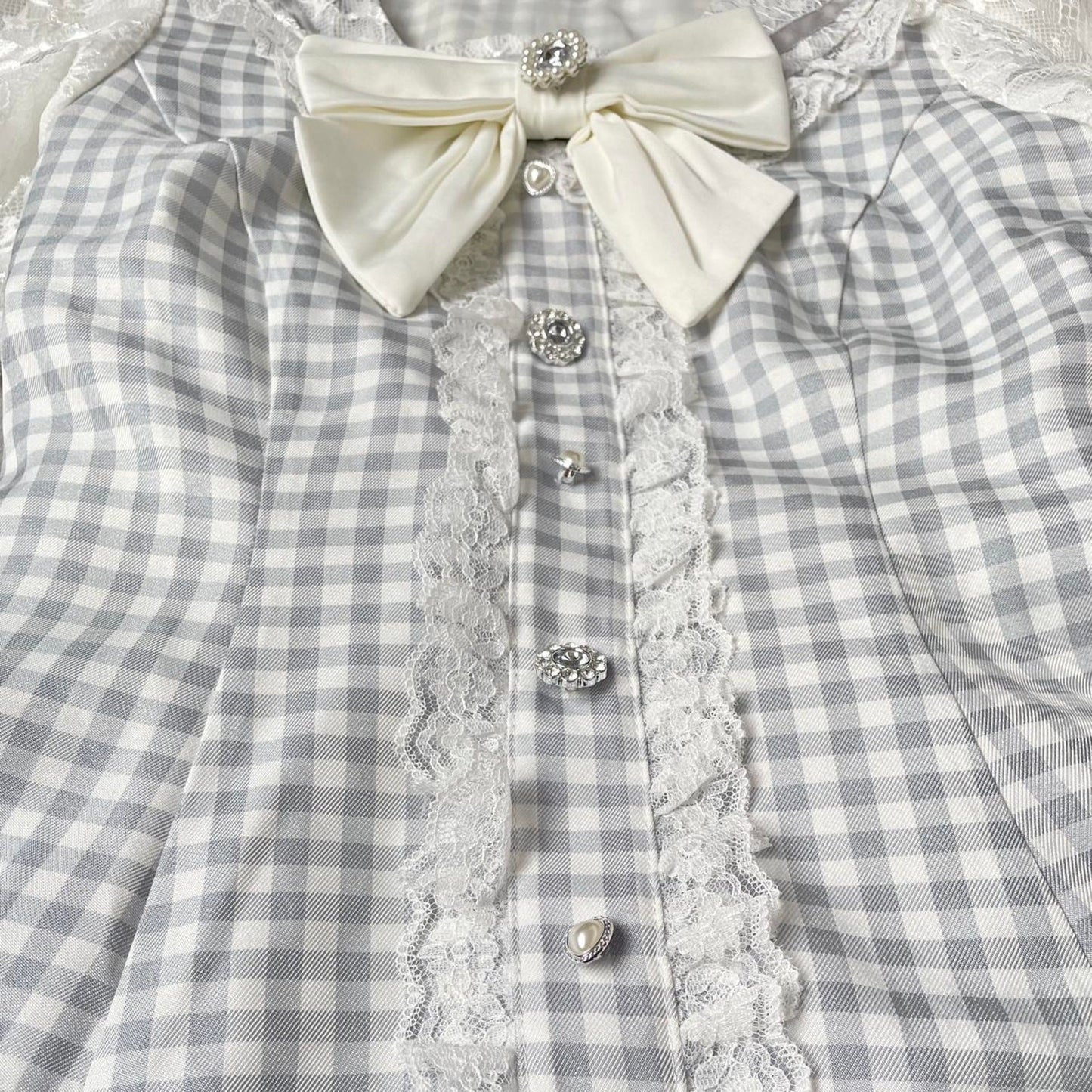 Japanese brand Noemie gingham lace two-piece set Jirai Kei top and shorts combo3