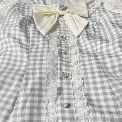 Japanese brand Noemie gingham lace two-piece set Jirai Kei top and shorts combo3
