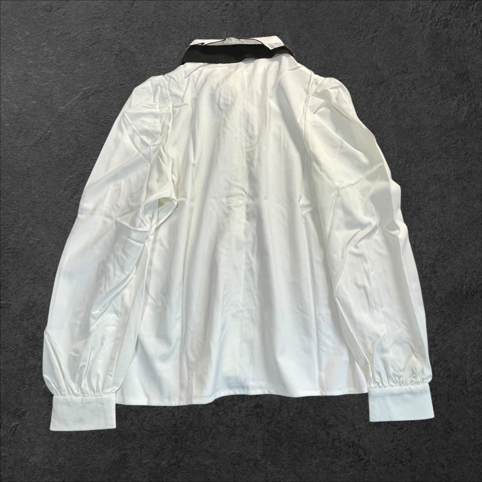 GRL Ribbon Blouse – White Ruffle Shirt with Black Bow, Kawaii J-fashion1