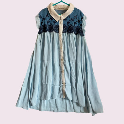 Axes Femme Blue Lace Collar Top/Shirt Dress0