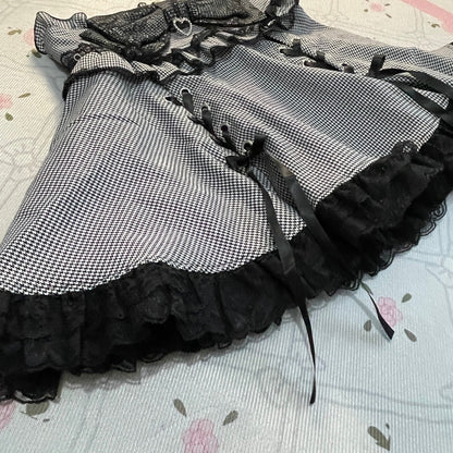 Noemie gingham lace up skirt with built-in shorts, girly jfashion3