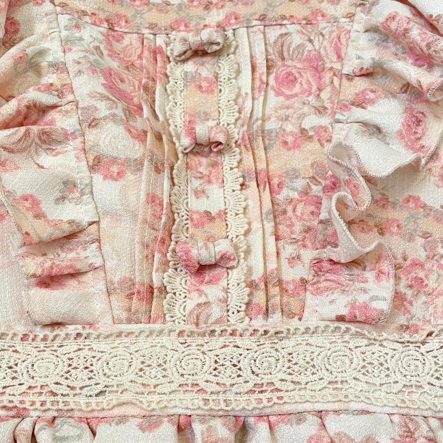 Liz Lisa pink floral longsleeve dress with ruffled bodice4