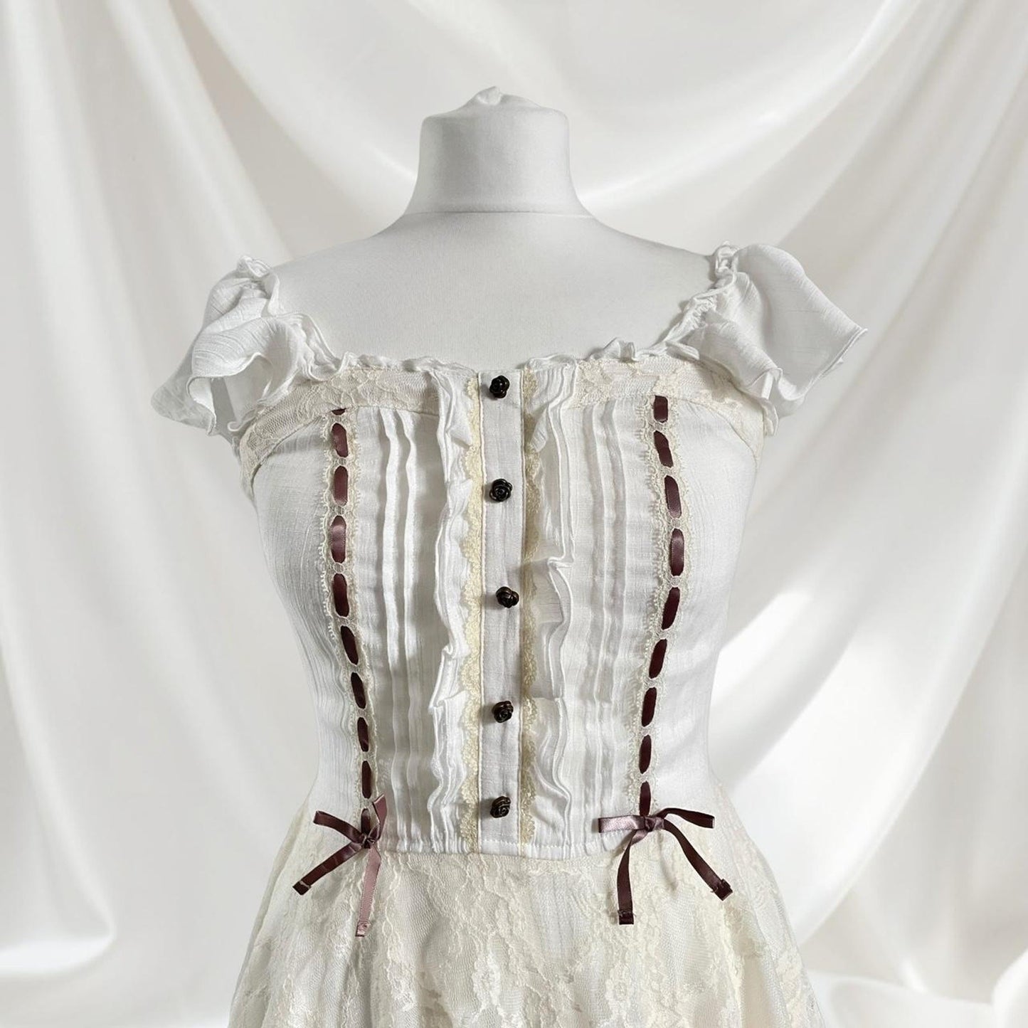 Axes Femme rare milkmaid mini dress with laceup and tieback detailing Japanese2