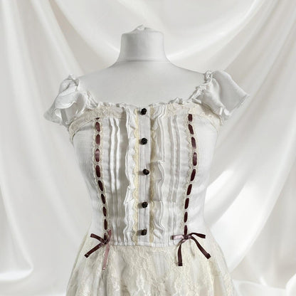Axes Femme rare milkmaid mini dress with laceup and tieback detailing Japanese2