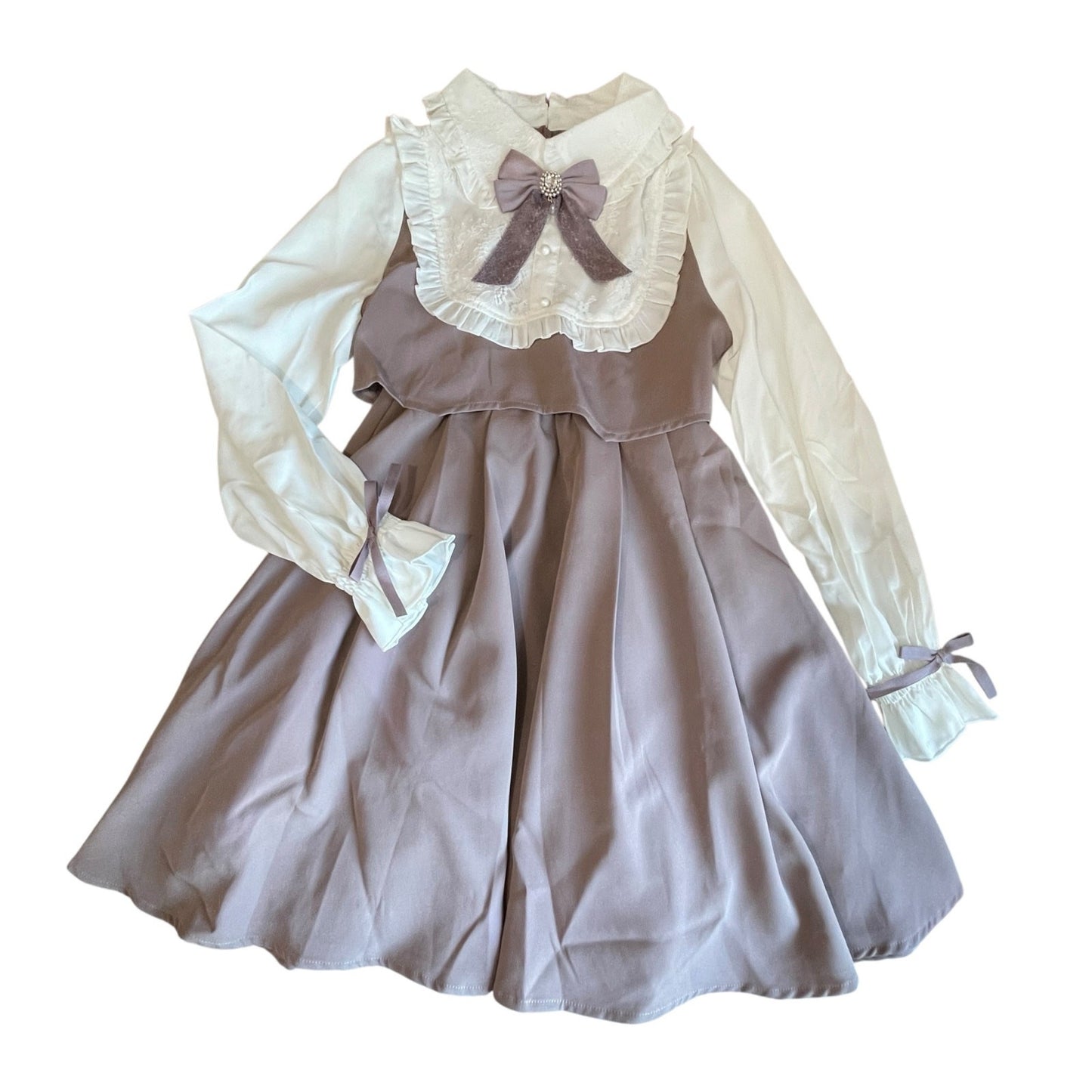 Rojita dress dusty pink with Detachable Bow Jirai Kei One-Piece0