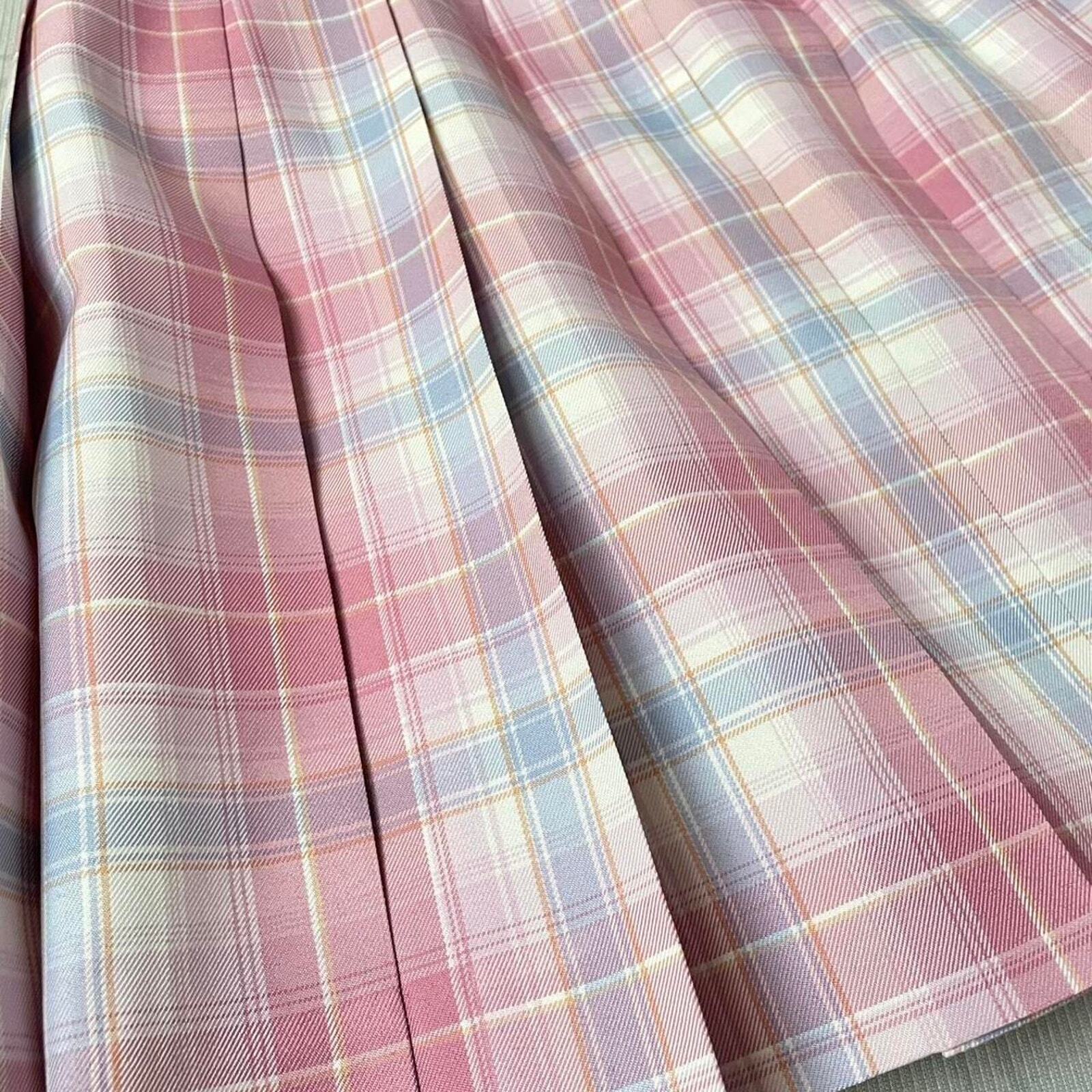 My Melody pastel pink and blue plaid pleated skirt 26”-27''2