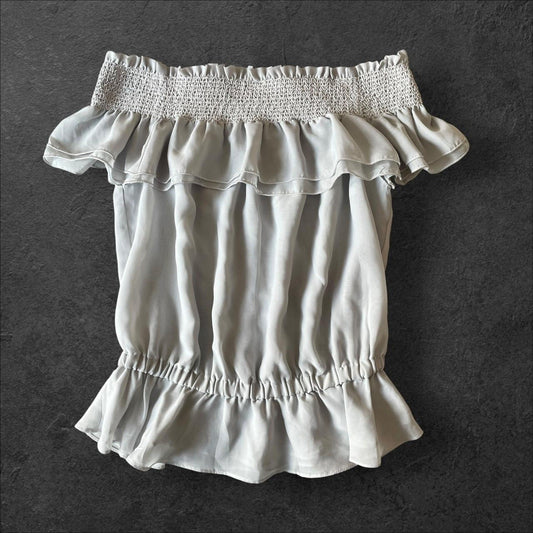 Shirred Off-Shoulder Ruffle Top – Japan Vintage1