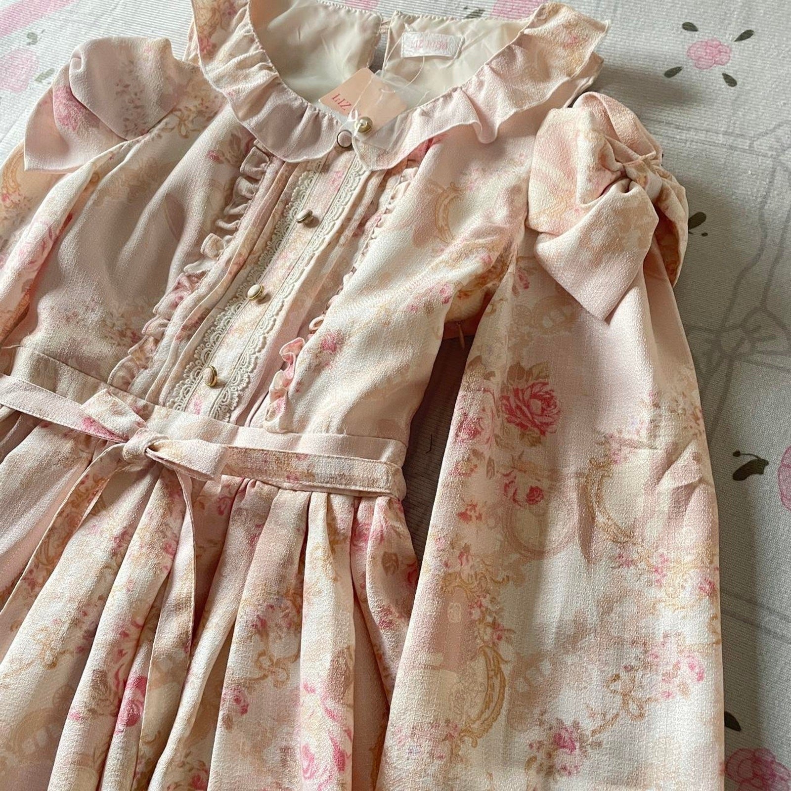 Liz Lisa rare cold shoulder floral dress with bow details1