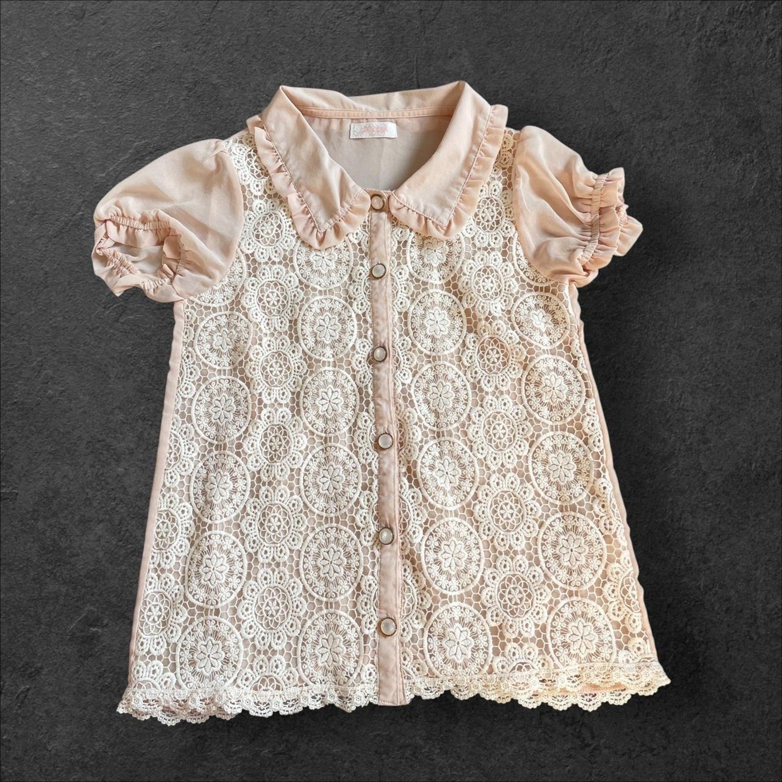 Liz Lisa lace overlay puff sleeve blouse – kawaii gyaru top0