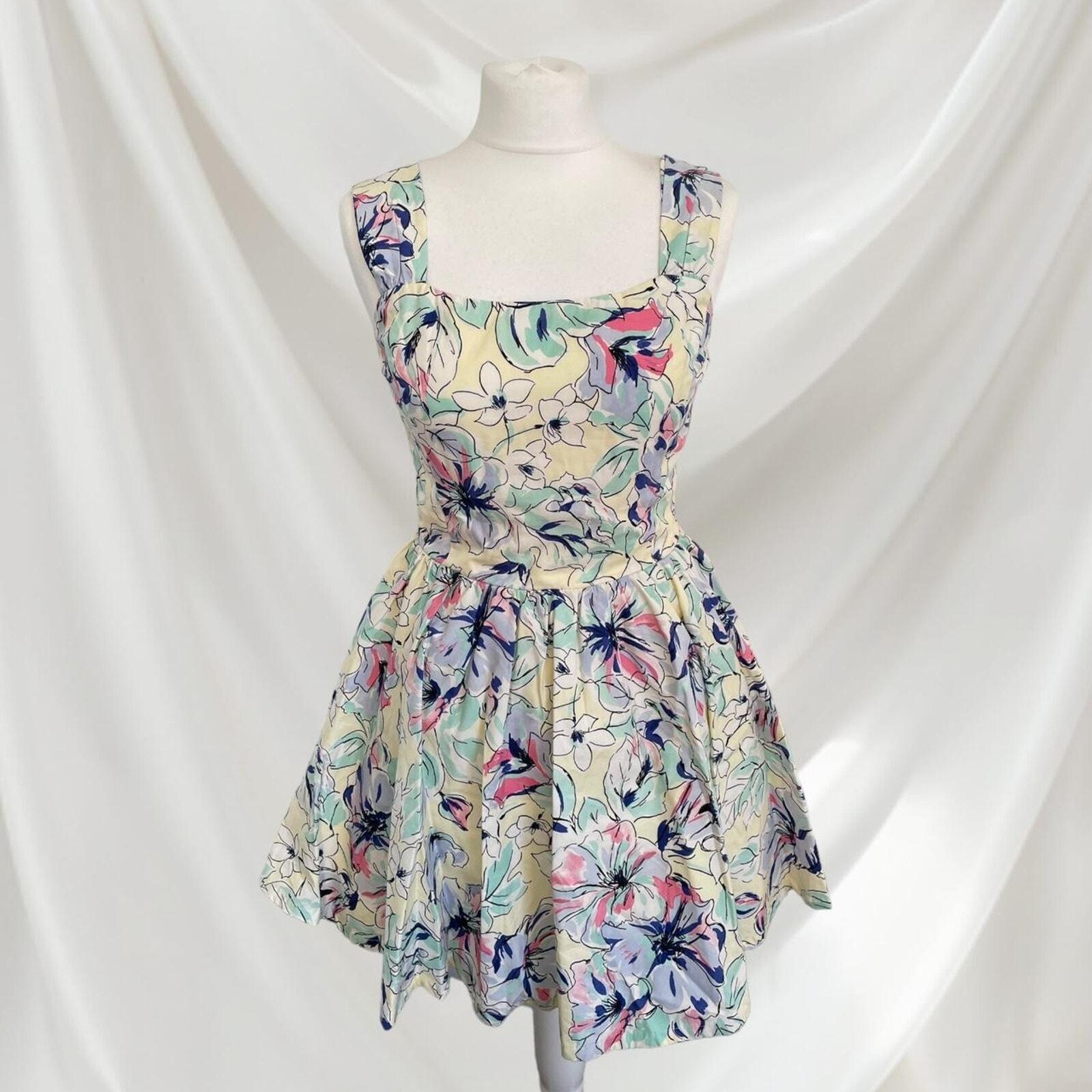 Japanese brand Snidel floral print dress with flare skirt high-quality structure0