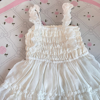 GRL White Shirred Ruffle Mini Dress Dolly J-Fashion Tiered Babydoll3