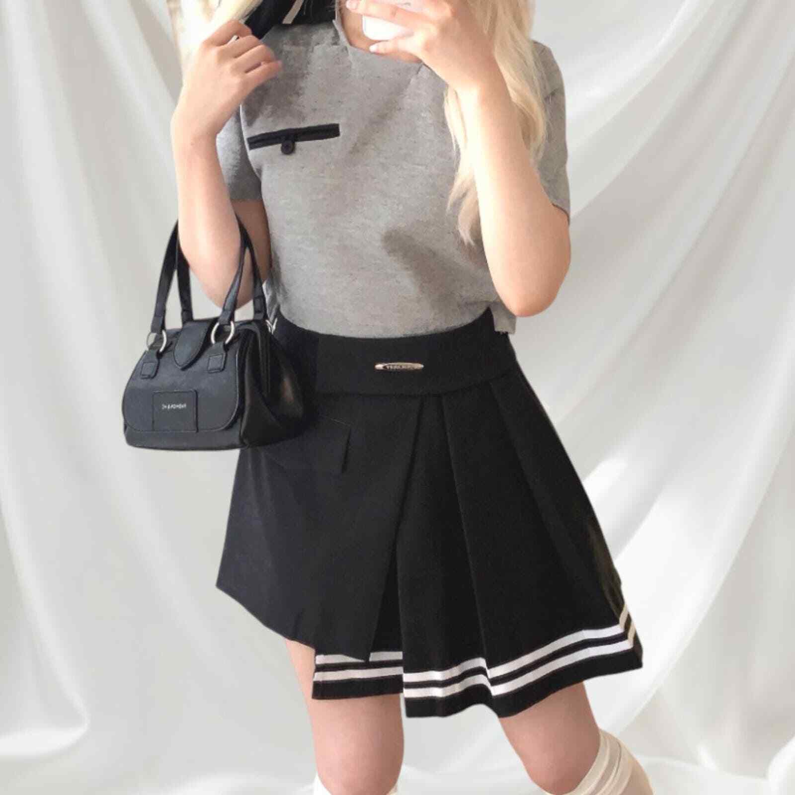 Academia girls style irregular pleated dress5