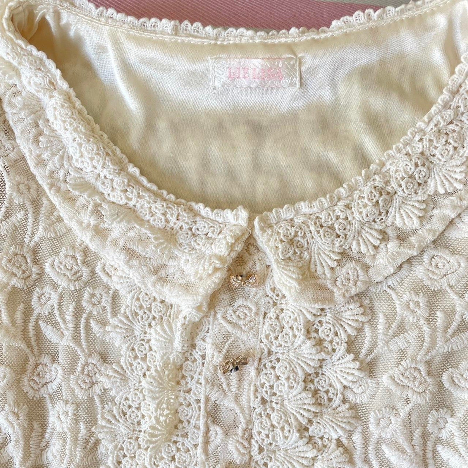 Liz Lisa ivory embroidered lace dress with scalloped hem2
