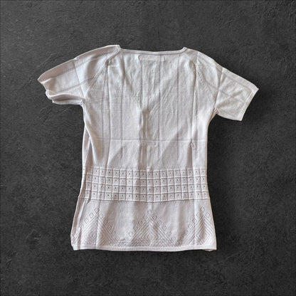 Vintage knit button-up top - light grey1