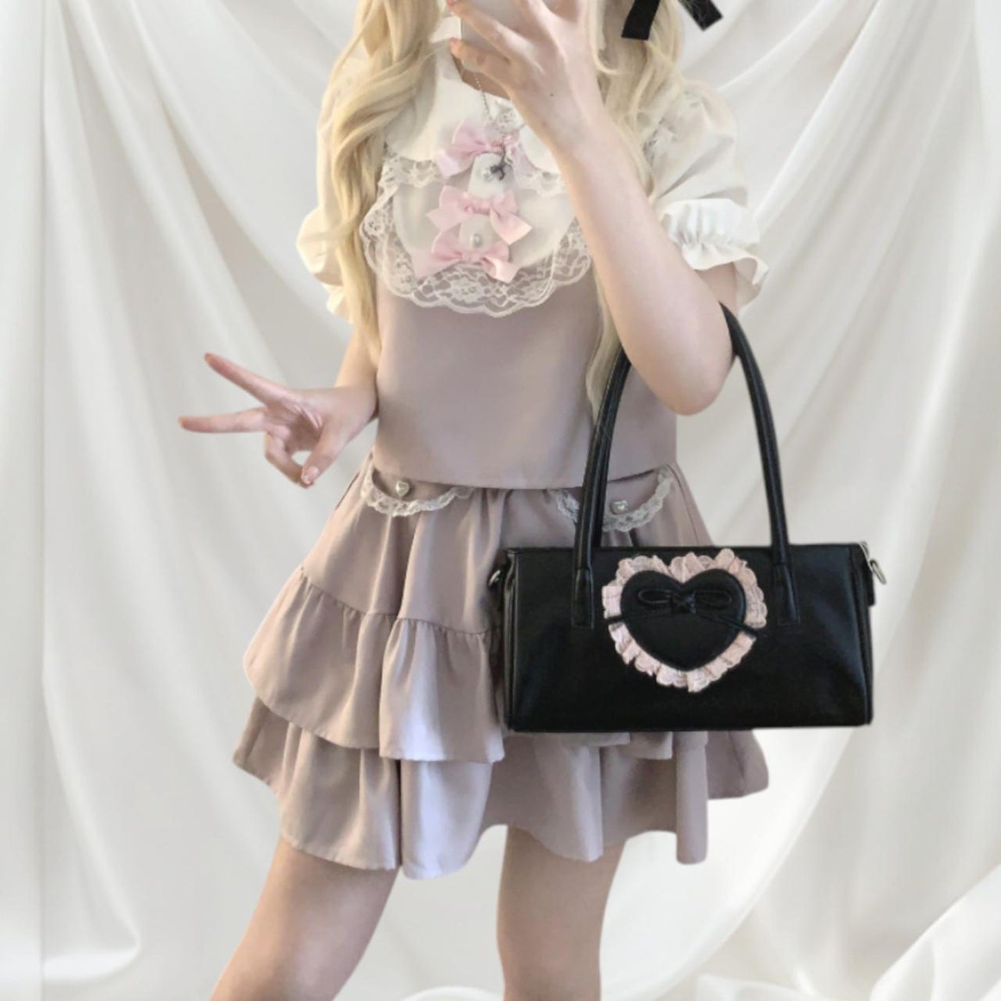 Japanese blouse & tiered skirt set – Jirai Kei style0