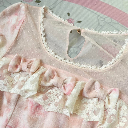 Liz Lisa pink floral peplum top – lace blouse with romantic rose print5