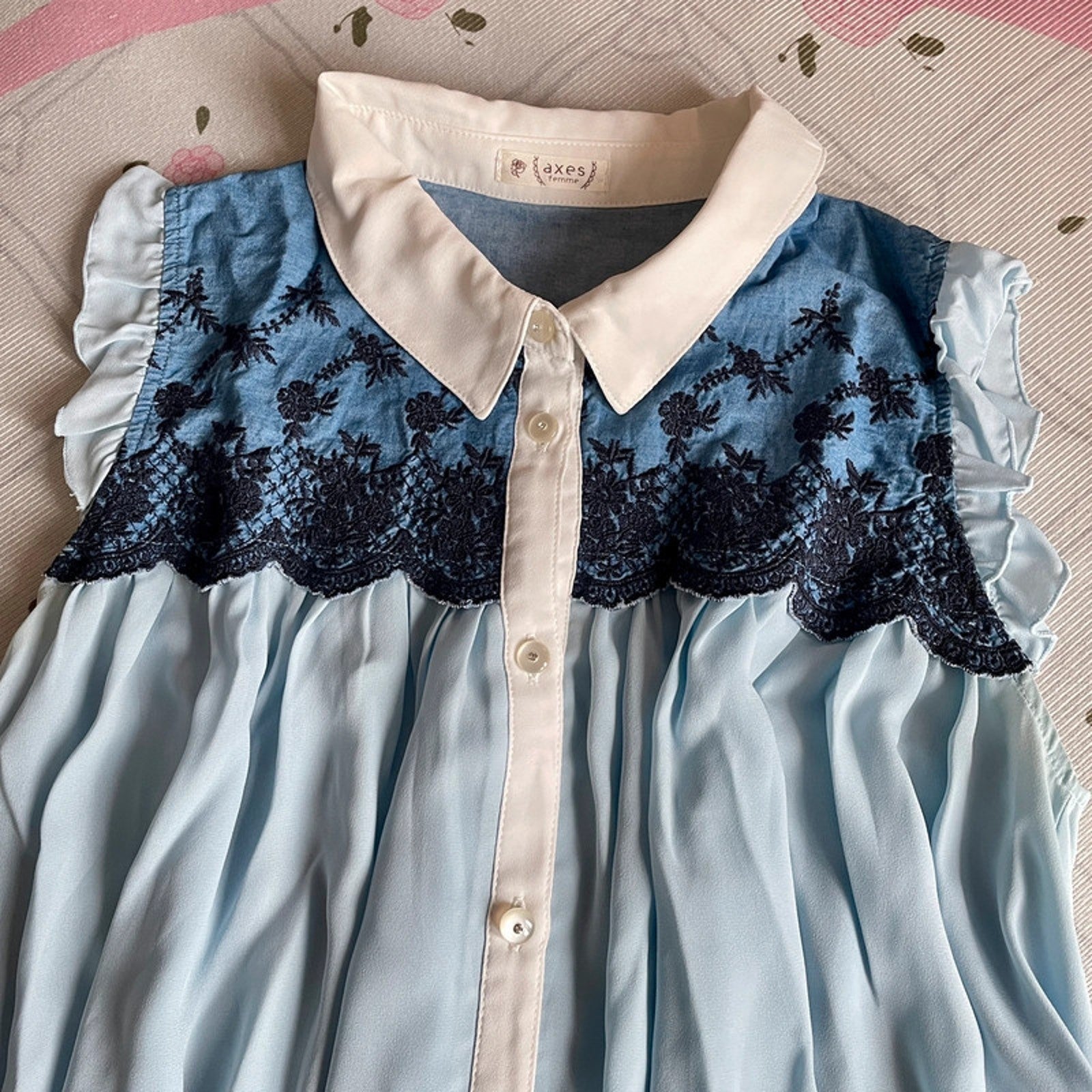Axes Femme Blue Lace Collar Top/Shirt Dress3