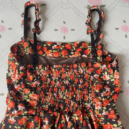 Japanese vintage Olive des Olive floral dress with shirred back5