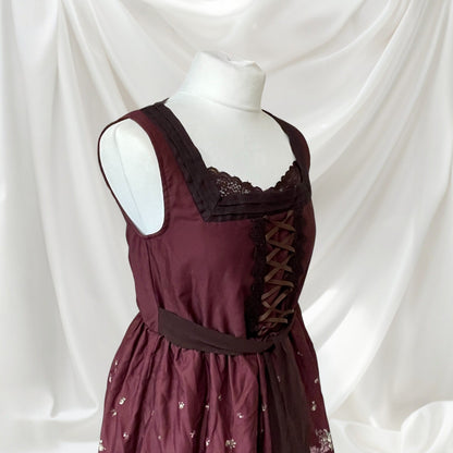 Axes Femme Burgundy Floral Corset Dress Lace Up Retro2