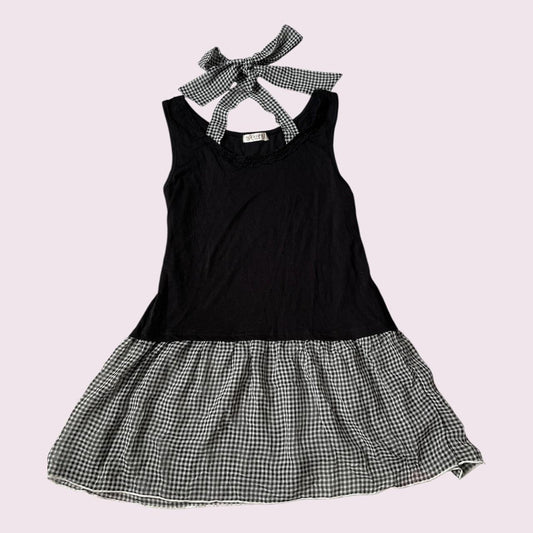 Axes Femme versatile halter top with adjustable bow tie and flared hem0