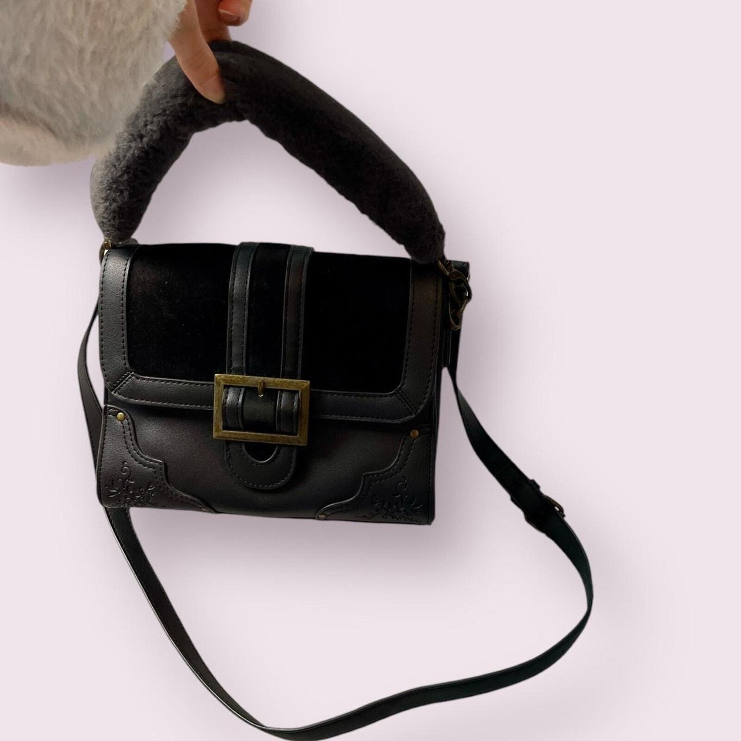 Axes Femme rare shoulder bag with buckle detail and plush handle 0