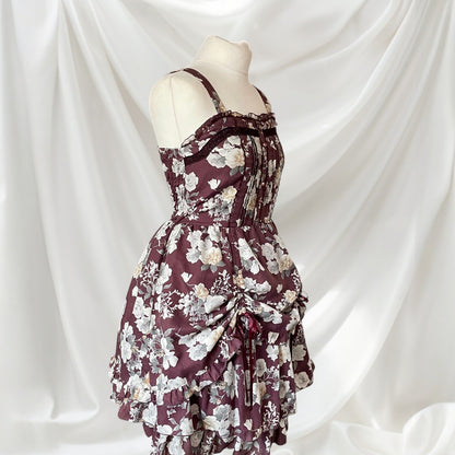 Axes Femme Floral Dress Lace-Up Tiered High-Low Hem2