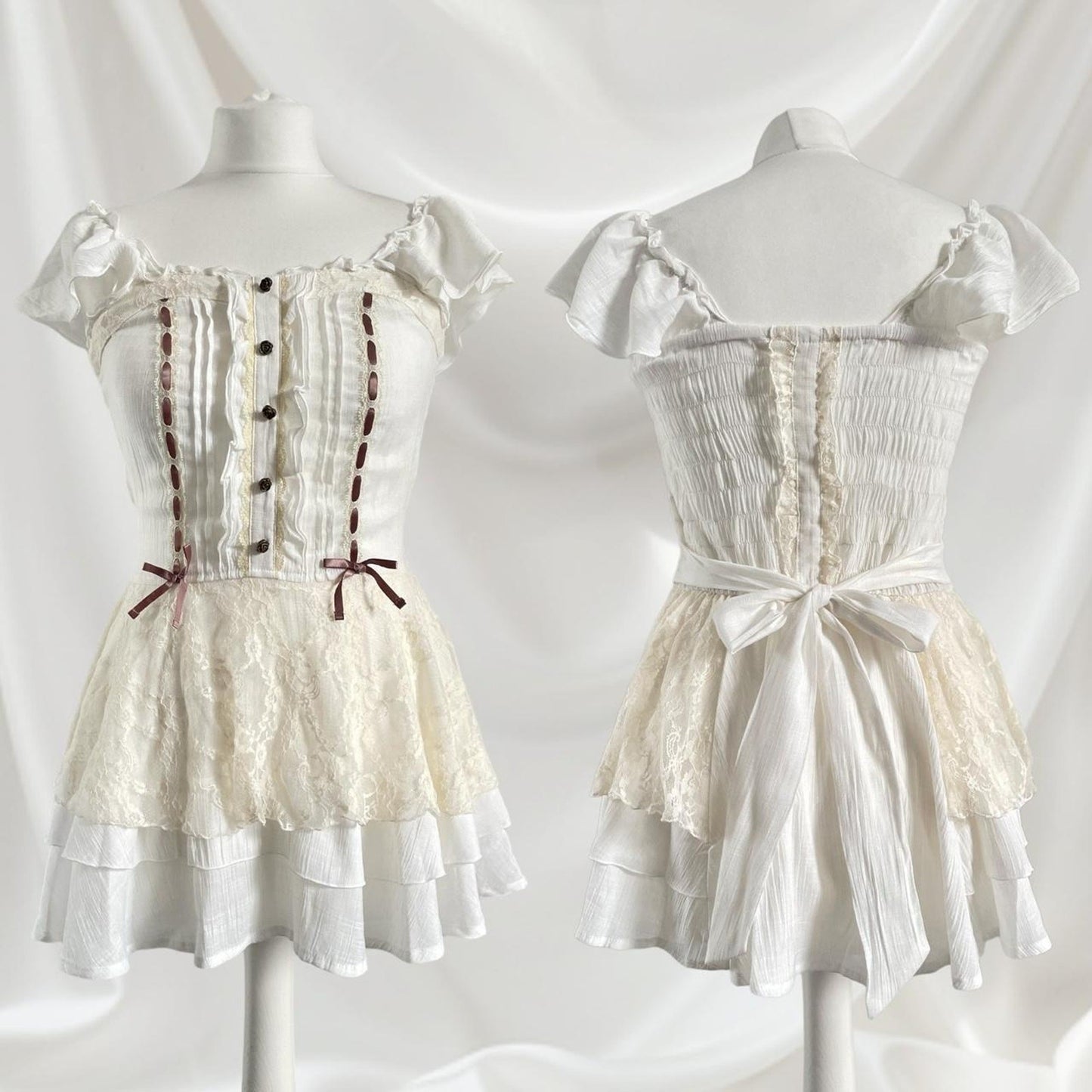 Axes Femme rare milkmaid mini dress with laceup and tieback detailing Japanese0
