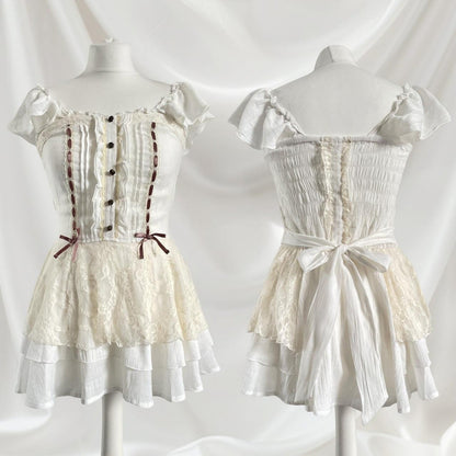 Axes Femme rare milkmaid mini dress with laceup and tieback detailing Japanese0