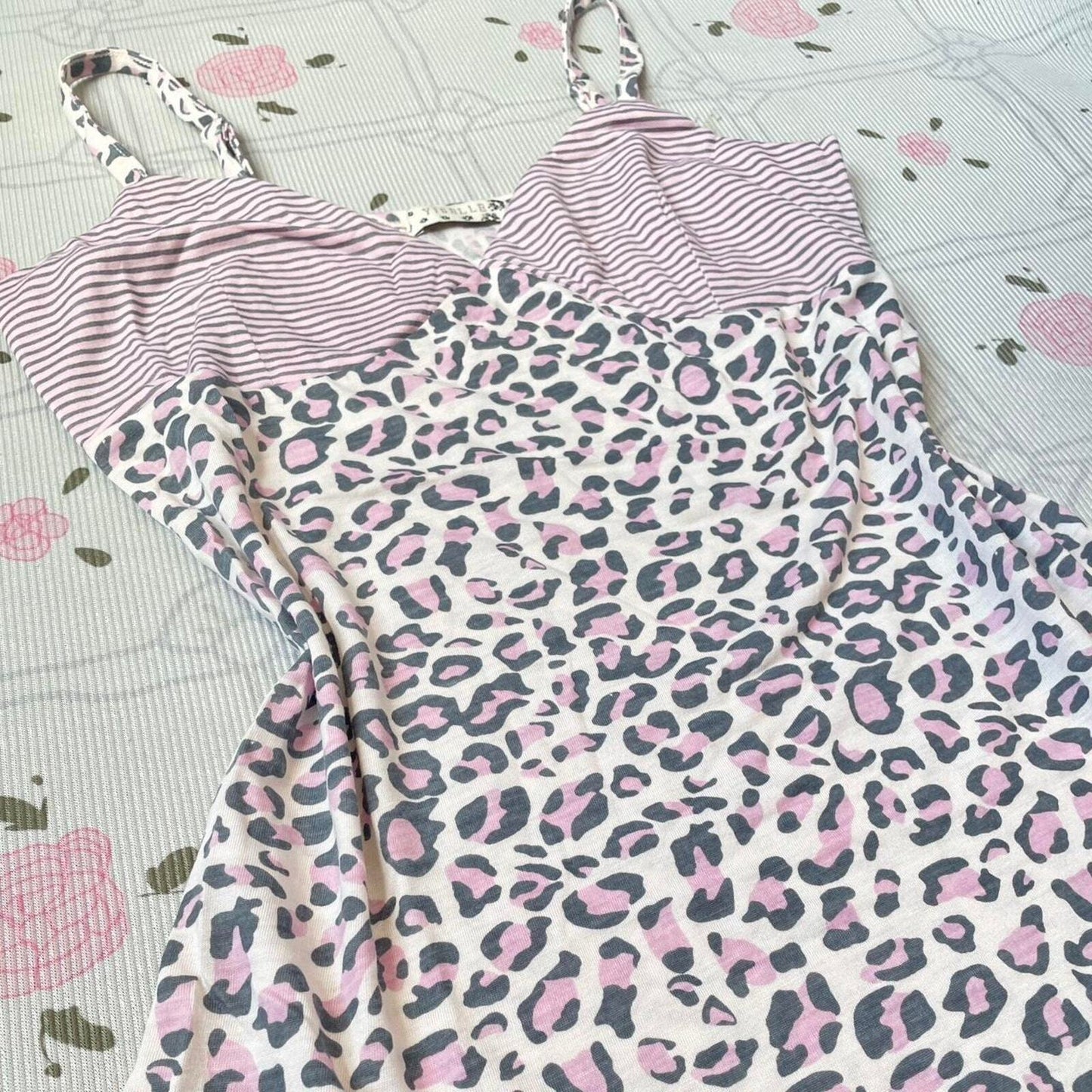 Vintage striped and leopard print camisole top3