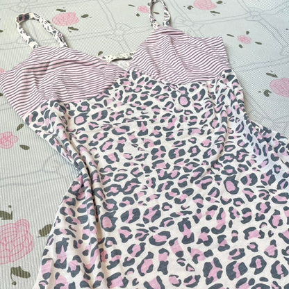 Vintage striped and leopard print camisole top3