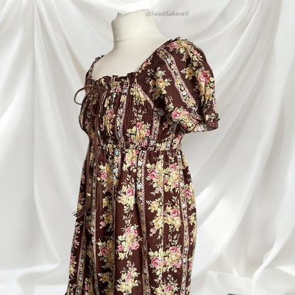 Liz Lisa vintage floral dress – brown & rose print5