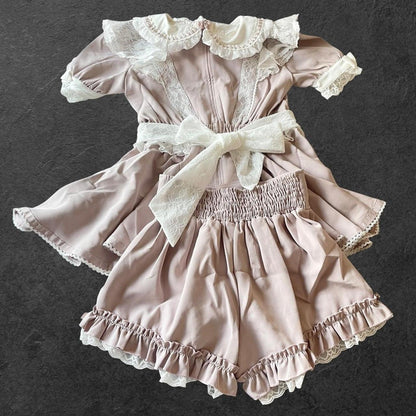 Liz Lisa dusty pink lace bow blouse & shorts set with a detachable bow 1