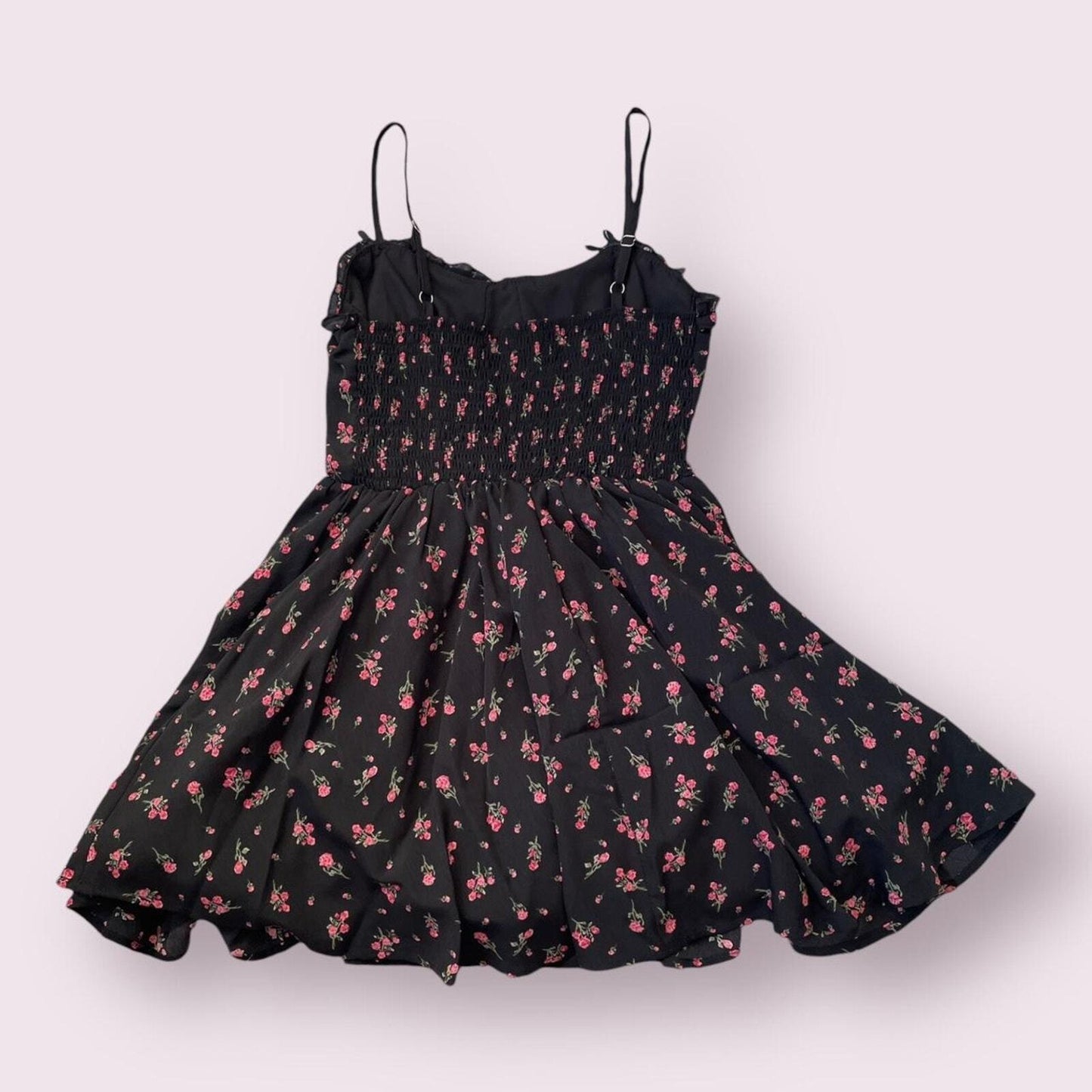 Vintage Japanese floral dress with tiered skirt and natural puff1