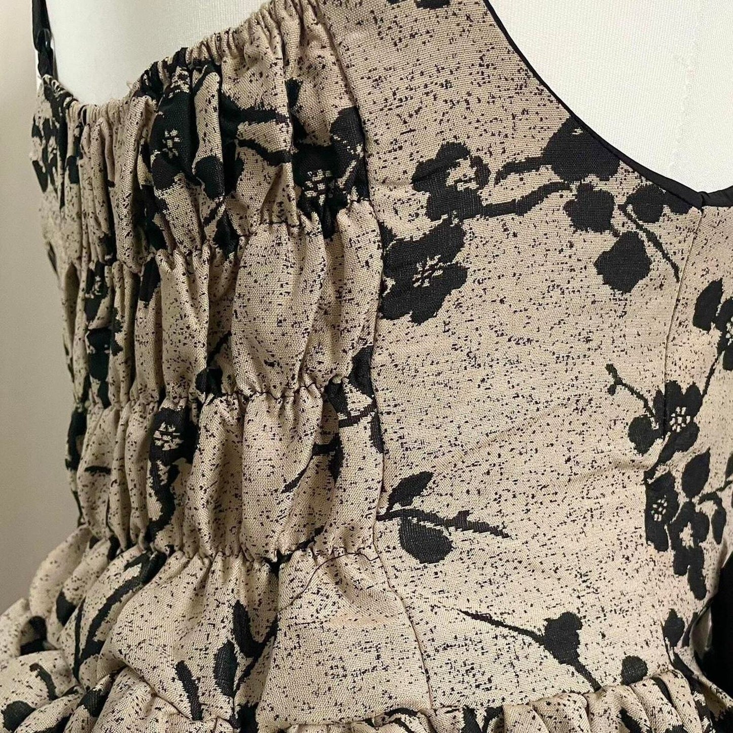 Jacquard retro floral mini dress with bows designer dress XS/S4