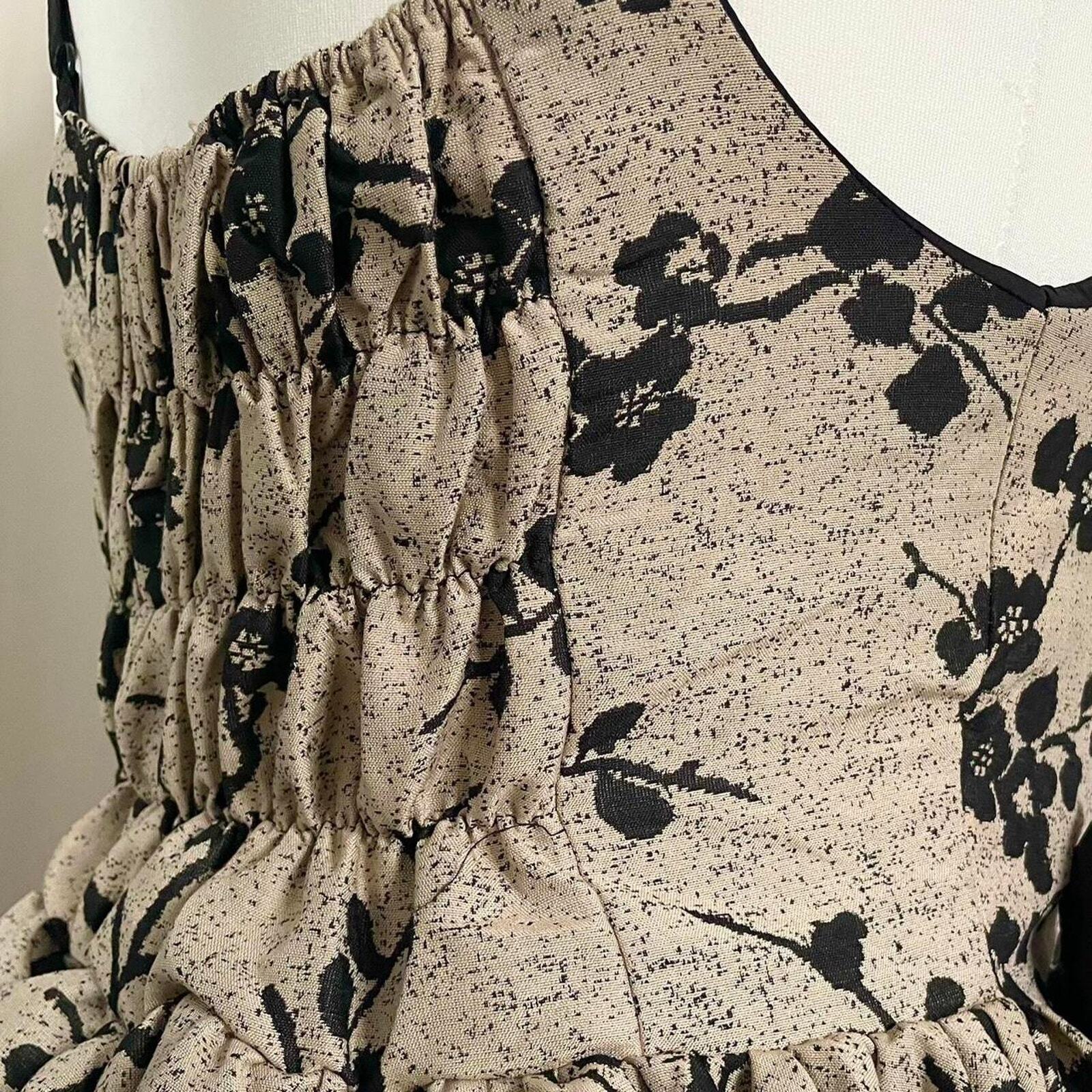 Jacquard retro floral mini dress with bows designer dress XS/S4
