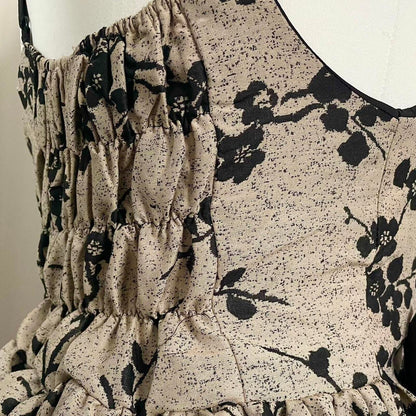 Jacquard retro floral mini dress with bows designer dress XS/S4