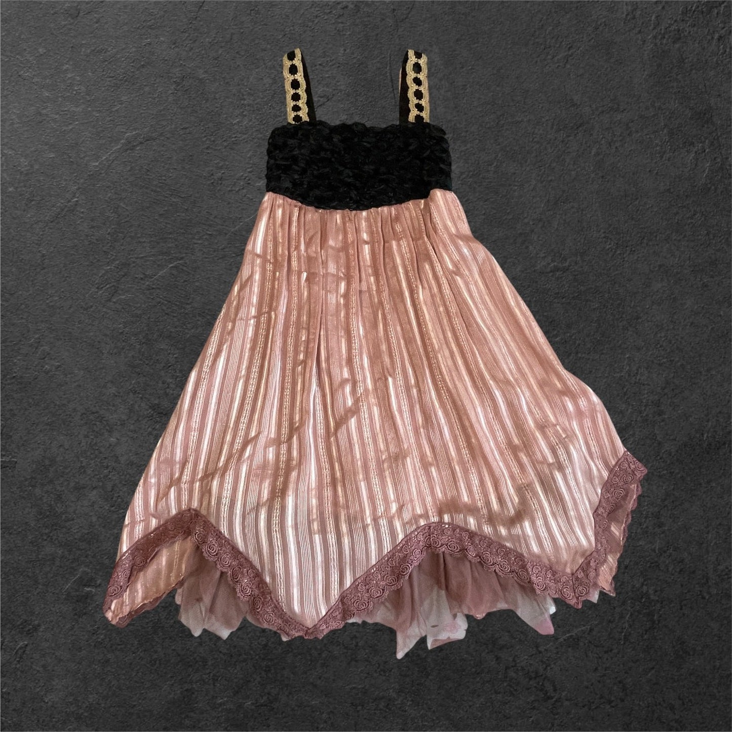 Axes Femme vintage-pink dress, romantic layered hem, classic girly jfashion0