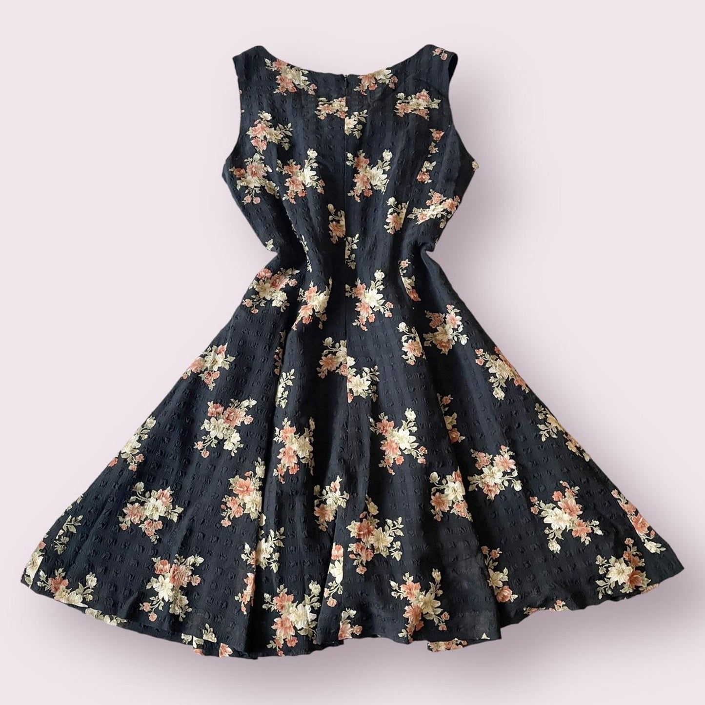 Floral black sleeveless dress – Japan vintage1