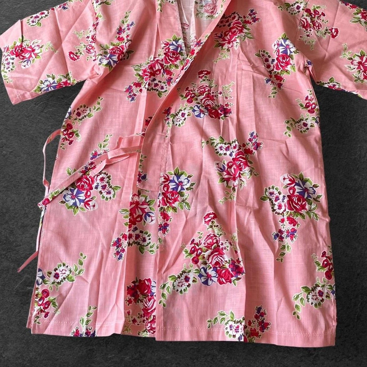 Pink floral cotton yukata-style loungewear 3