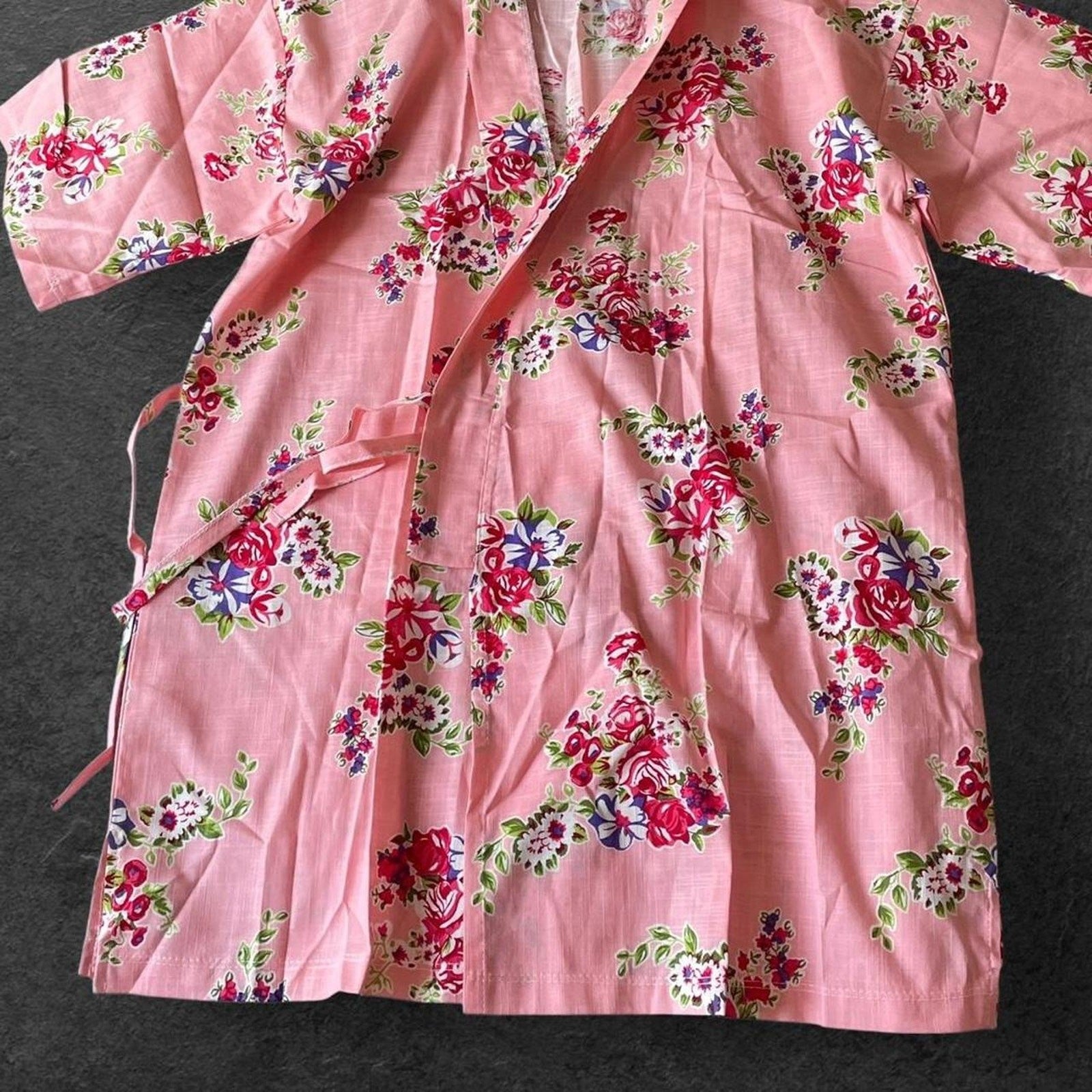 Pink floral cotton yukata-style loungewear 3