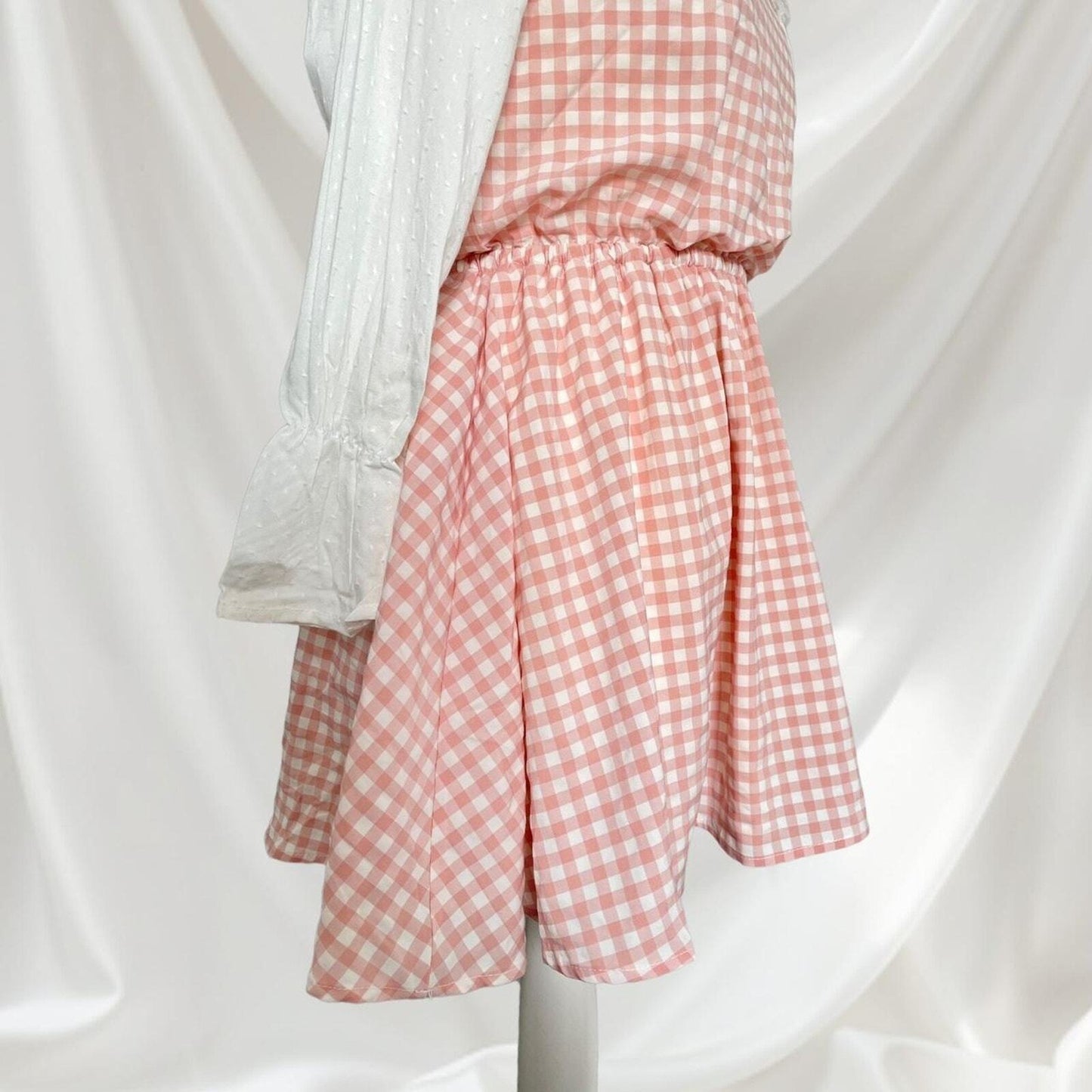 Cute Japanese brand pink and white gingham sleeveless dress  2