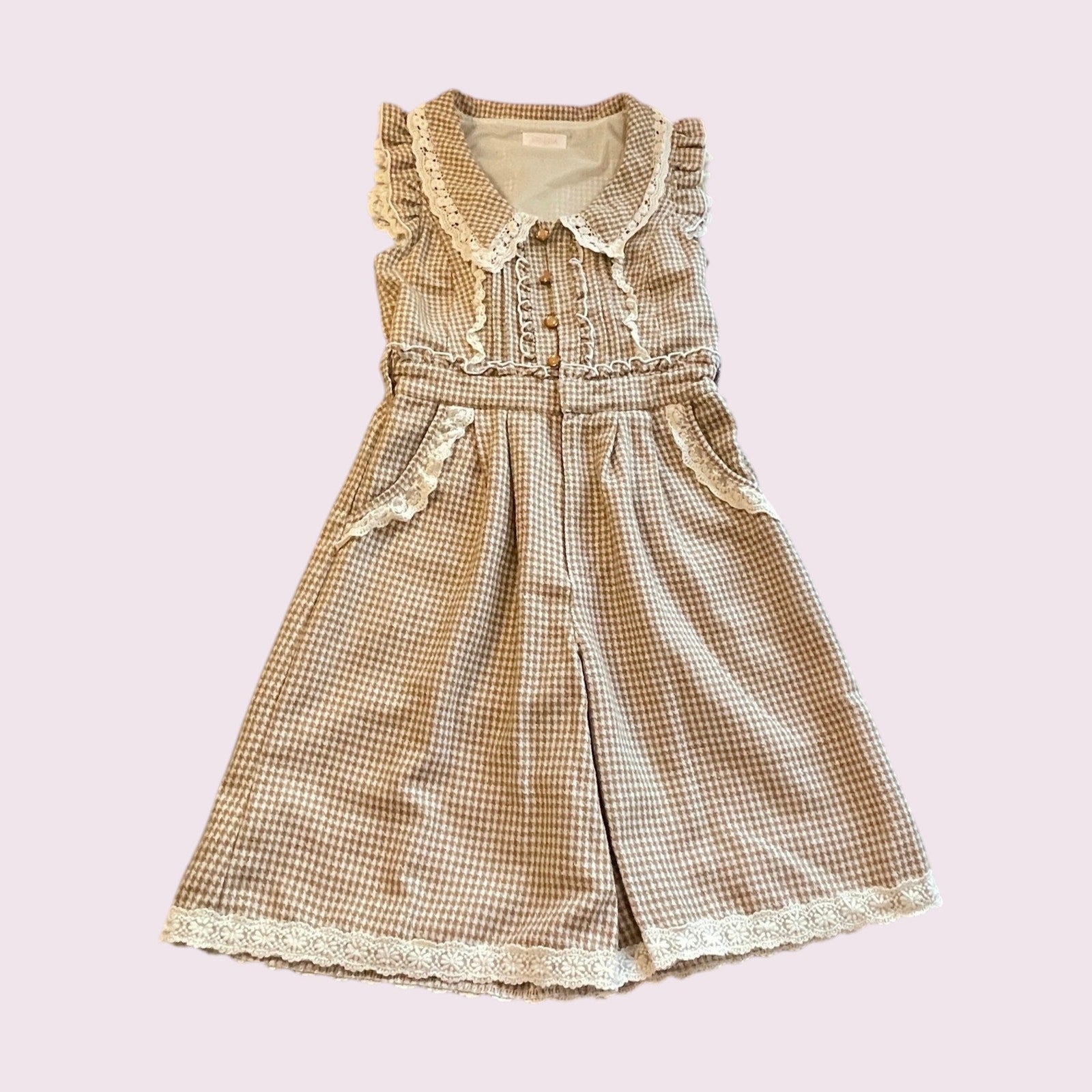 Liz Lisa gingham lace jumpsuit Old School style0