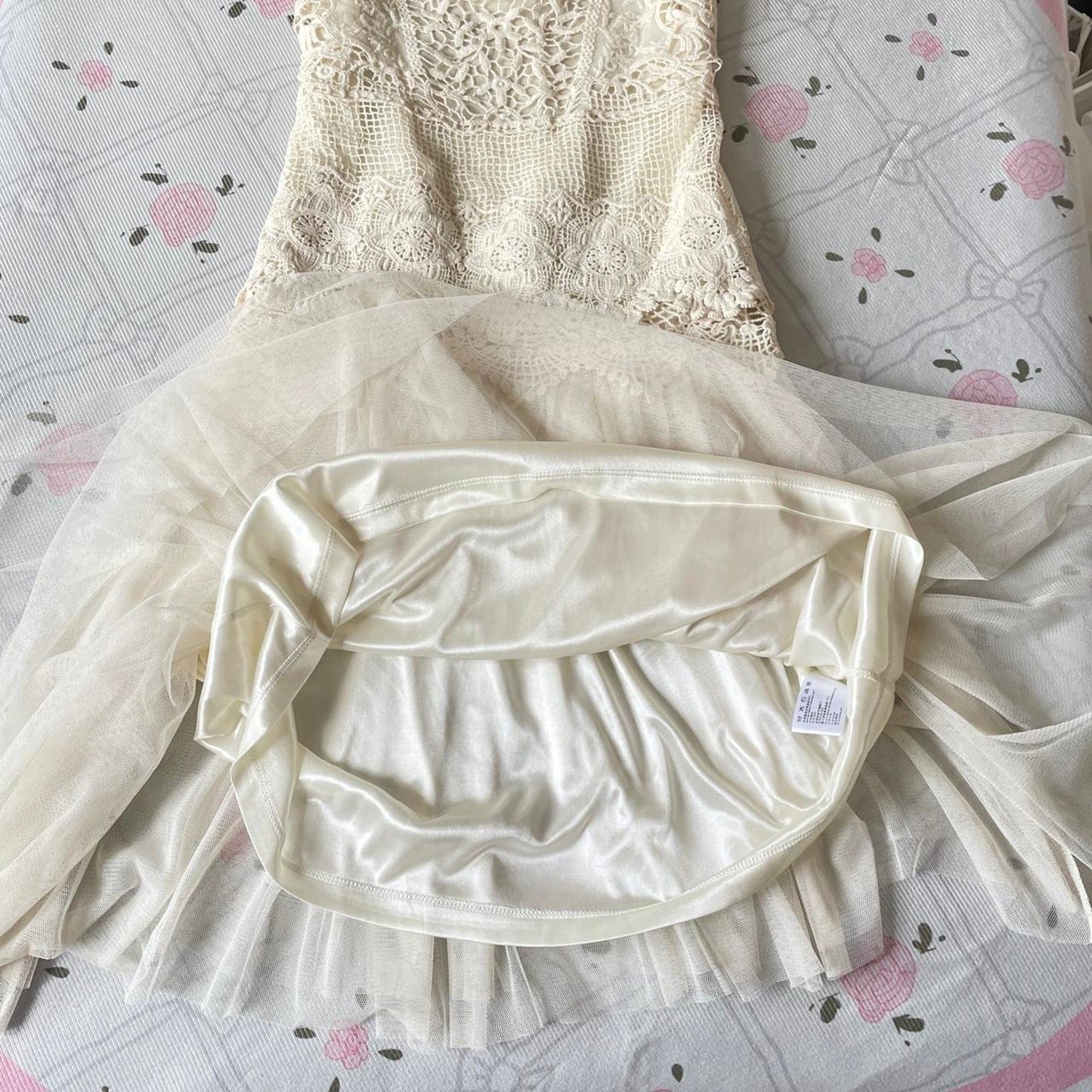 Cream Layered Two-Piece Dress Set, brand new4